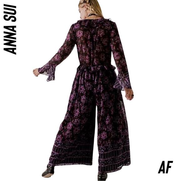 FREE PEOPLE BY ANNA SUI THE CASSIEL PRINT JUMPSUIT IN BLACK COMBO NWT - Picture 4 of 12